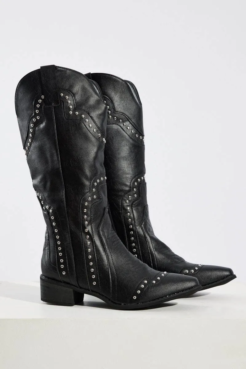 Black Studded Boots sold by Ally Fashion product image thumbnail 2