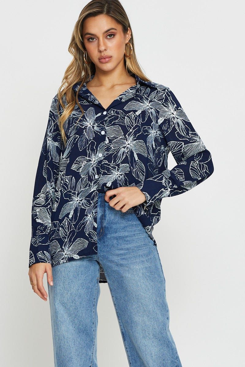 Print Long Sleeve Shirt sold by Ally Fashion