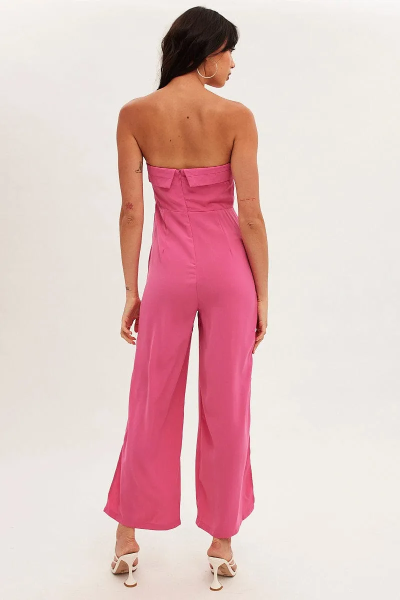 Pink Strapless Jumpsuit Side Split sold by Ally Fashion product image thumbnail 5