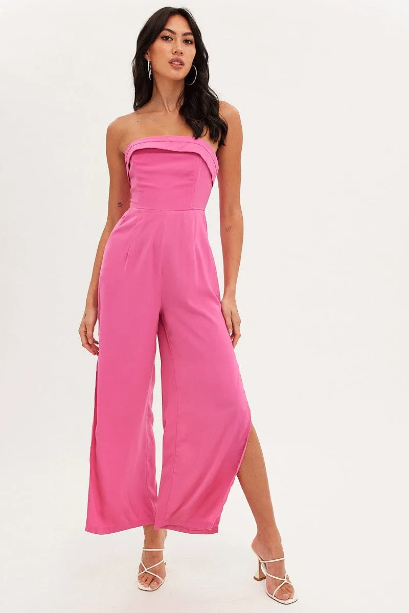 Pink Strapless Jumpsuit Side Split sold by Ally Fashion product image thumbnail 3