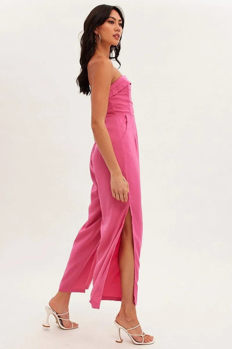 Pink Strapless Jumpsuit Side Split sold by Ally Fashion product image thumbnail 4