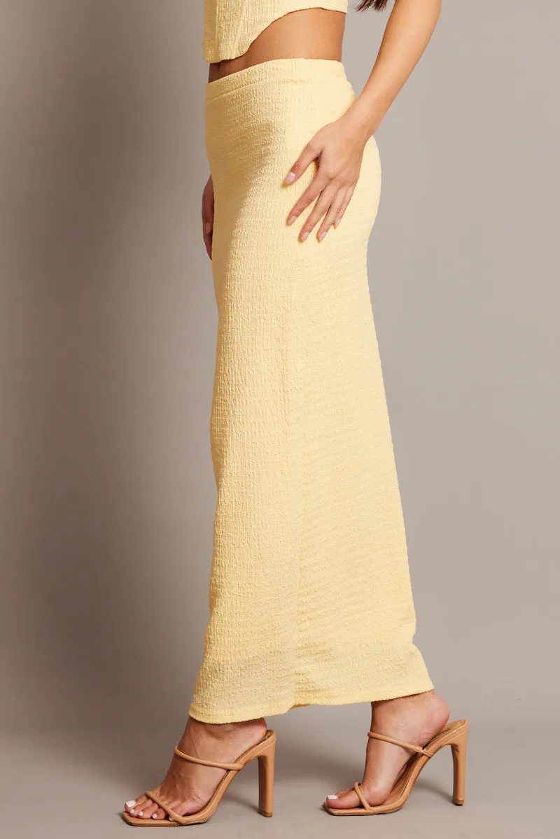 Yellow Midi Skirt High Rise Textured Jersey sold by Ally Fashion product image thumbnail 4