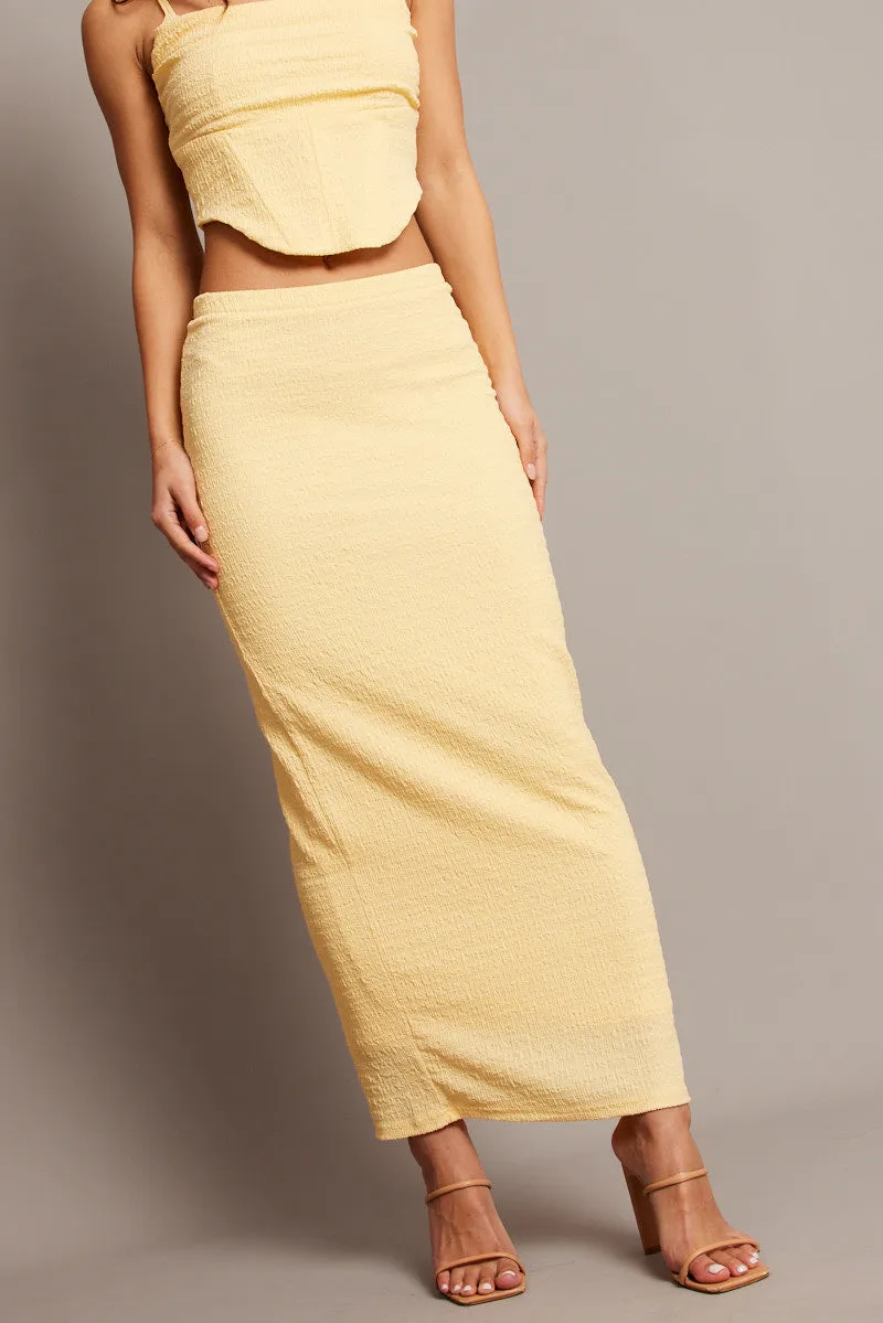 Yellow Midi Skirt High Rise Textured Jersey sold by Ally Fashion
