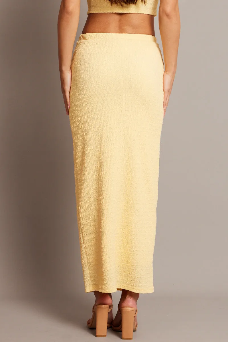 Yellow Midi Skirt High Rise Textured Jersey sold by Ally Fashion product image thumbnail 5