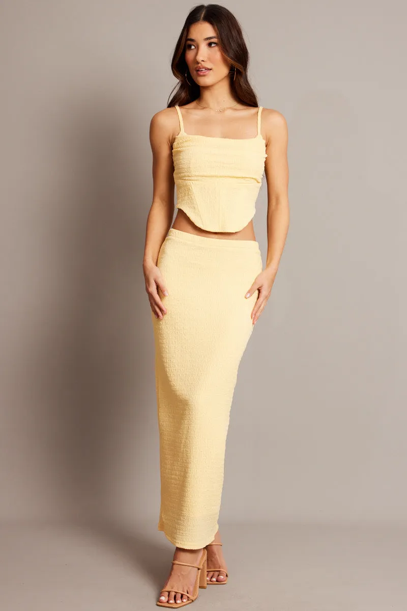 Yellow Midi Skirt High Rise Textured Jersey sold by Ally Fashion product image thumbnail 2