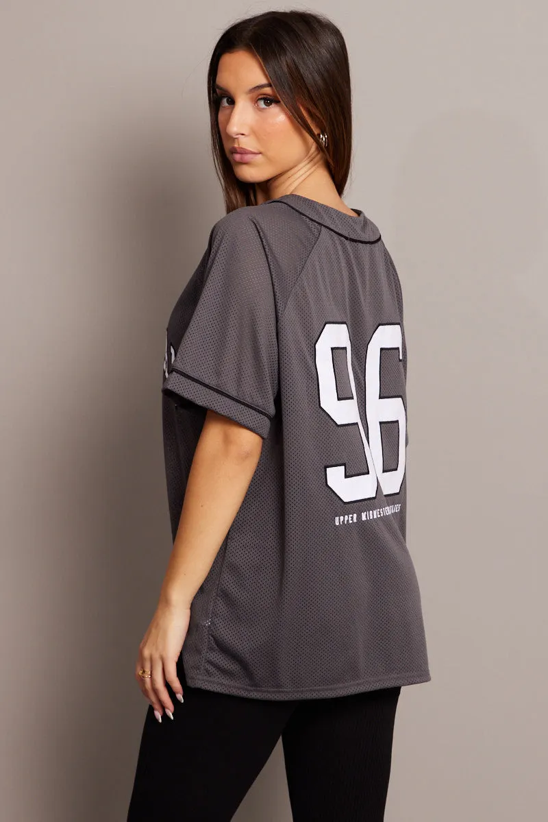 Grey Graphic Top Oversized Short Sleeve sold by Ally Fashion product image thumbnail 5