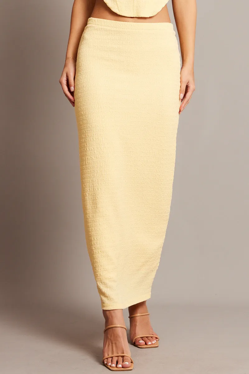 Yellow Midi Skirt High Rise Textured Jersey sold by Ally Fashion product image thumbnail 3