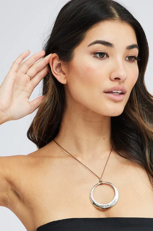 Silver Circle Pendent Necklace sold by Ally Fashion