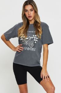 Grey Graphic T Shirt Short Sleeve sold by Ally Fashion