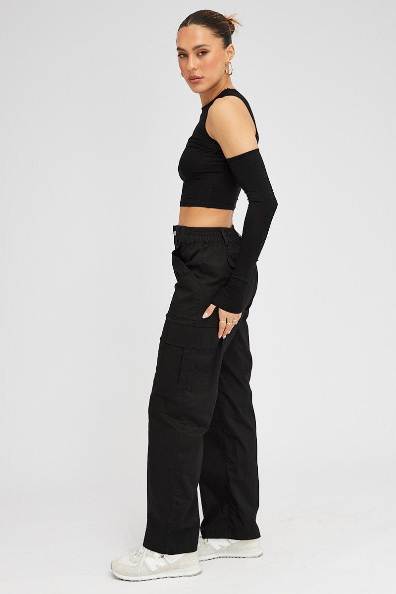 Black Cargo Pants Mid Rise sold by Ally Fashion product image thumbnail 4