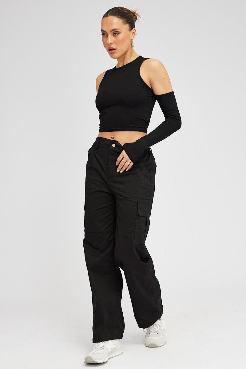 Black Cargo Pants Mid Rise sold by Ally Fashion