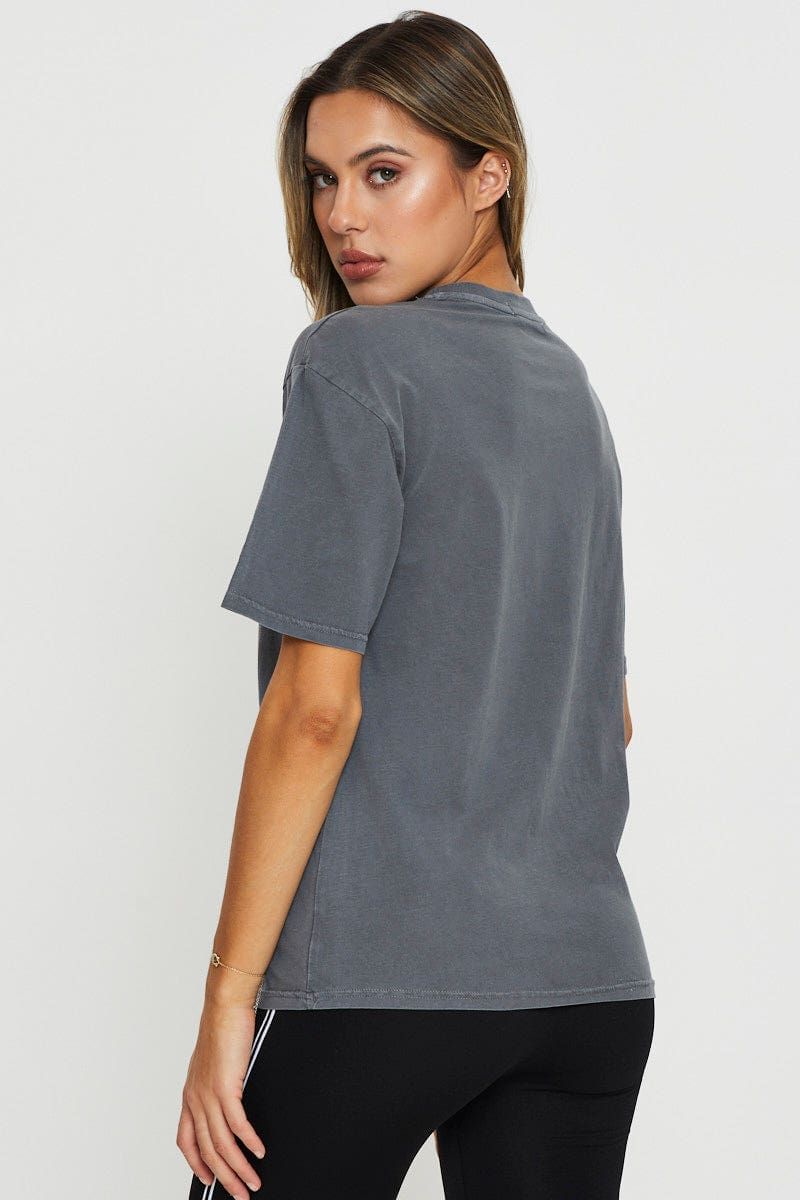 Grey Graphic T Shirt Short Sleeve sold by Ally Fashion product image thumbnail 5