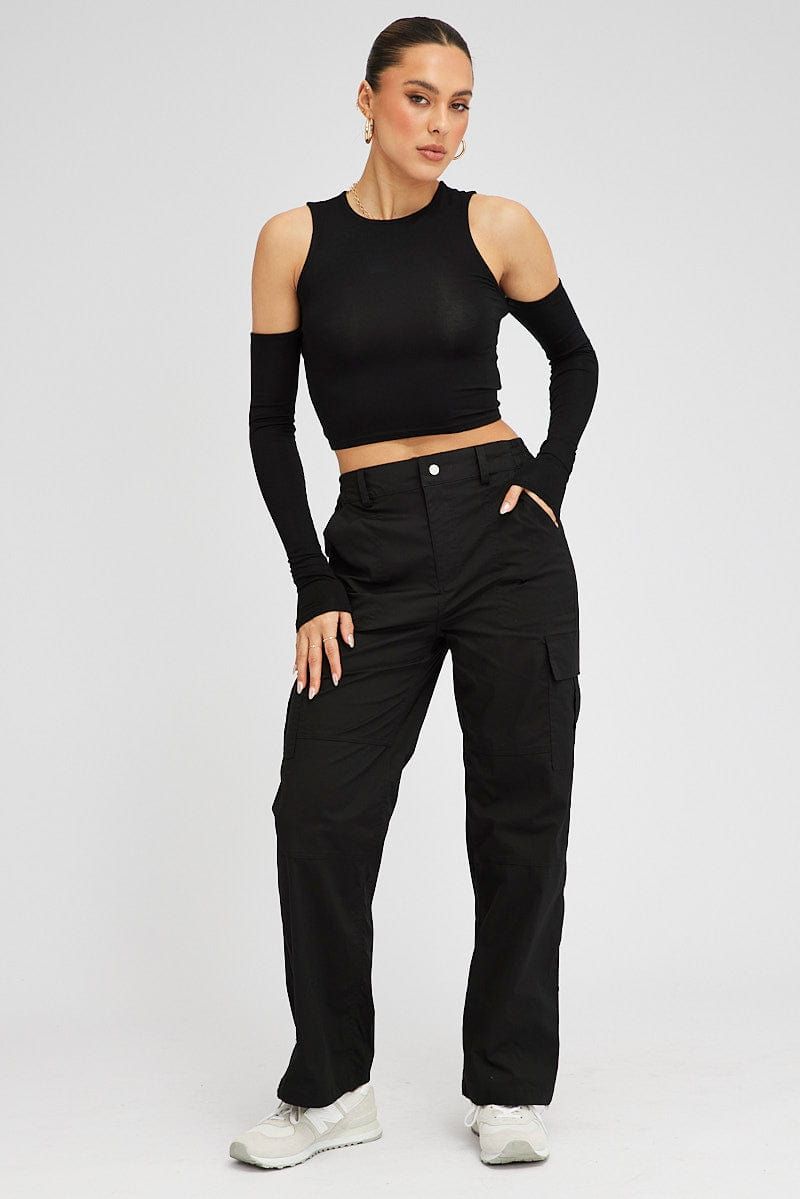 Black Cargo Pants Mid Rise sold by Ally Fashion product image thumbnail 3