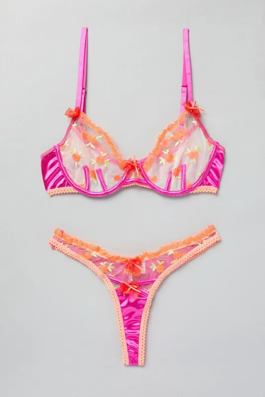 Pink Embroidery Lingerie Set sold by Ally Fashion