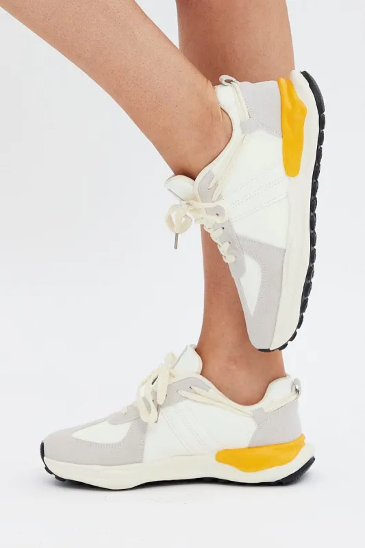 Grey Colorblock Lace Up Trainers Sneakers sold by Ally Fashion