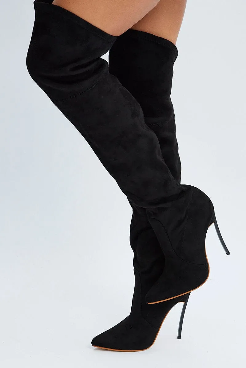 Black Over The Knee Heeled Boots sold by Ally Fashion