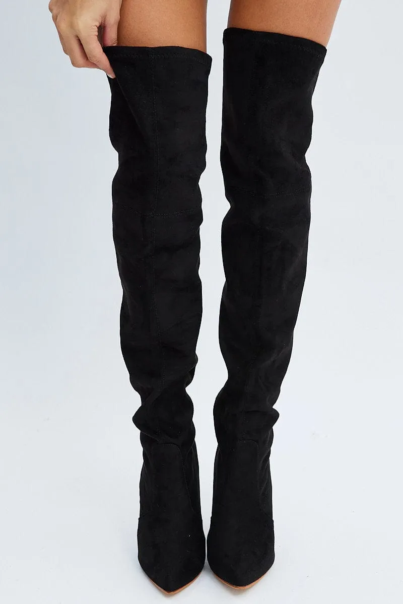 Black Over The Knee Heeled Boots sold by Ally Fashion product image thumbnail 2