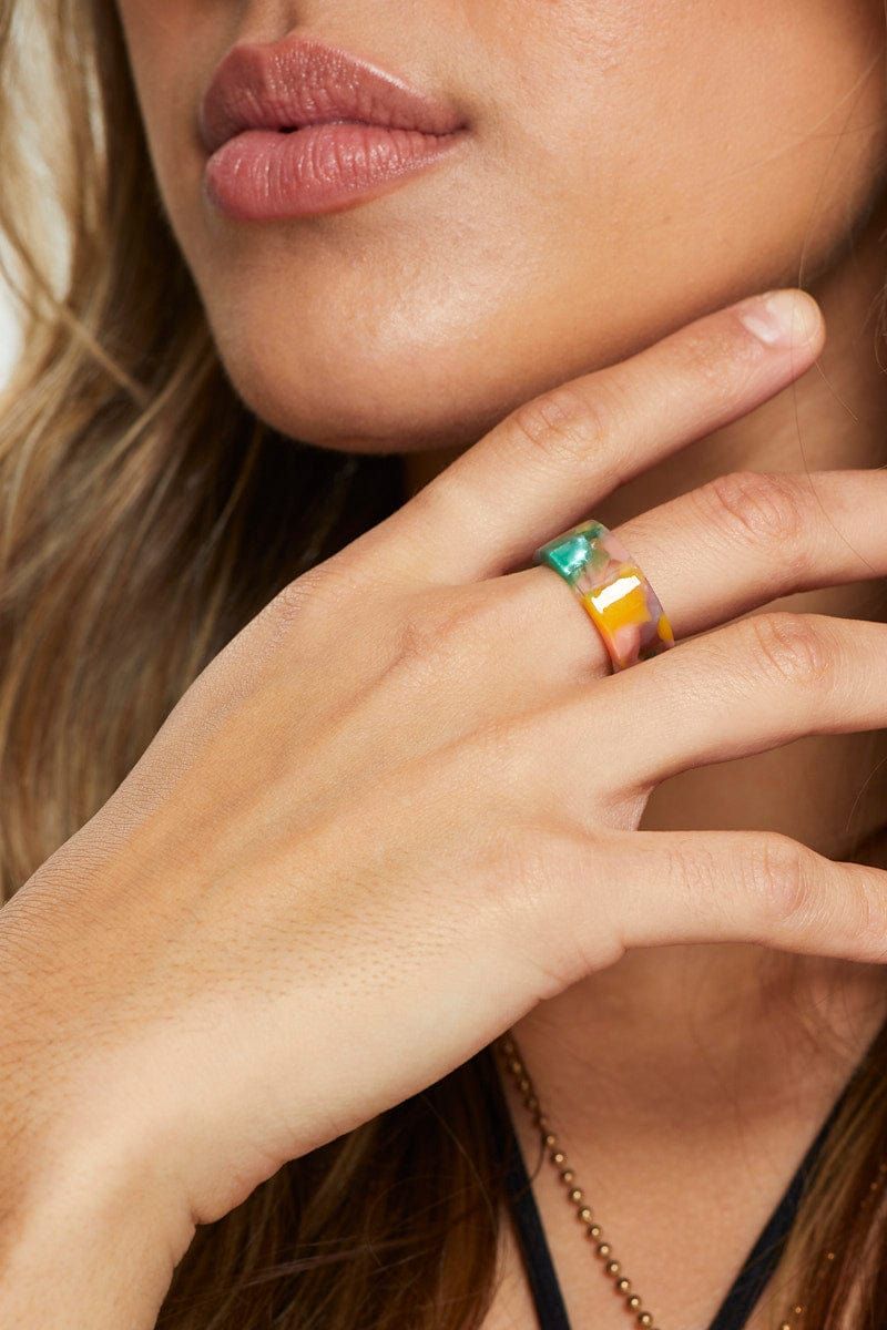 Multi Marble Chunky Plastic Ring sold by Ally Fashion product image thumbnail 2