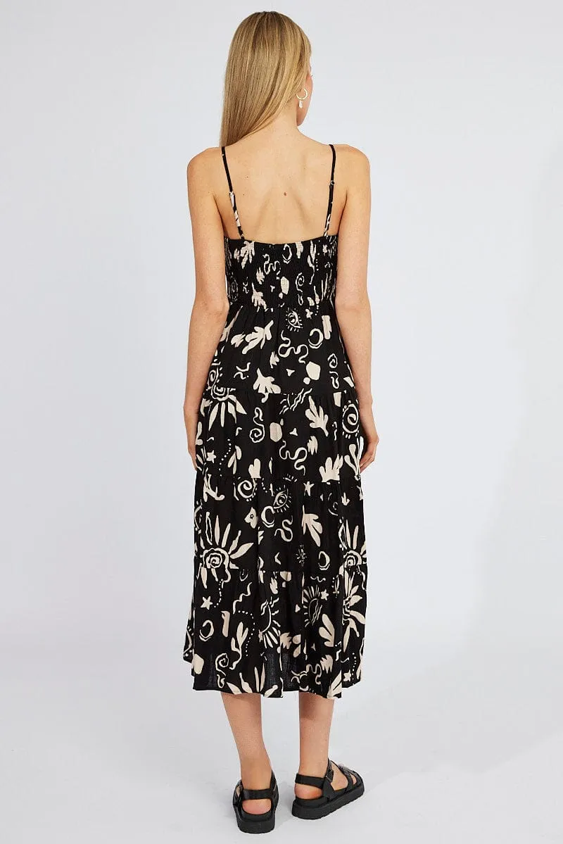 Black Abstract Maxi Dress Tiered Strappy sold by Ally Fashion product image thumbnail 5