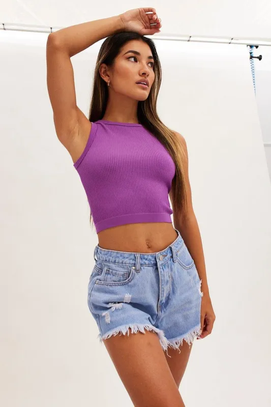 Purple Tank Top Crew Neck Seamless sold by Ally Fashion