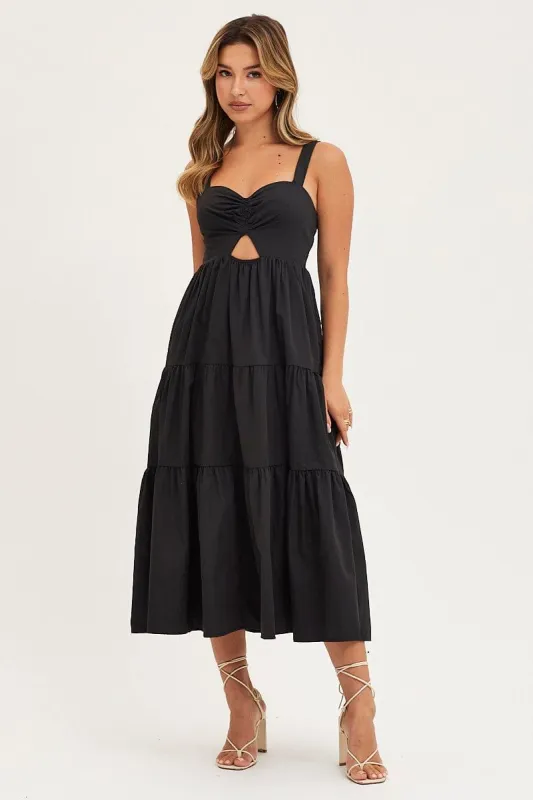 Black Cut Out Midi Dress sold by Ally Fashion