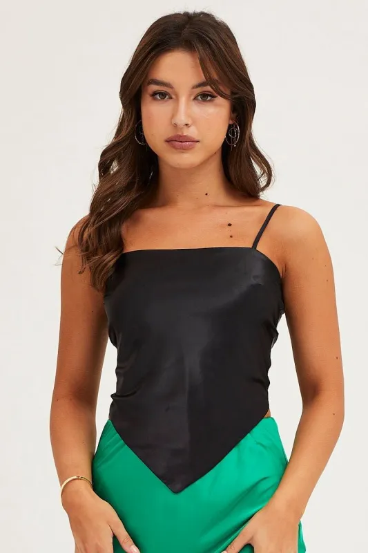 Black Scarf Top Sleeveless Tie Back sold by Ally Fashion