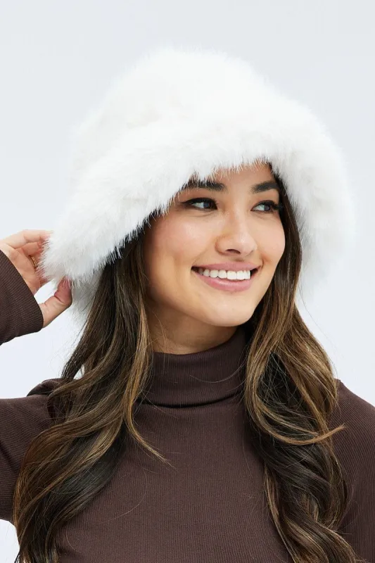 White Faux Fur Hat sold by Ally Fashion