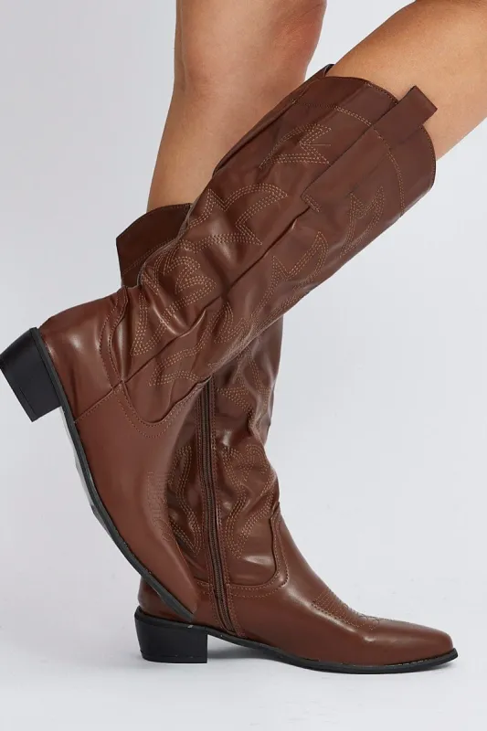 Brown Cowboy Boots sold by Ally Fashion