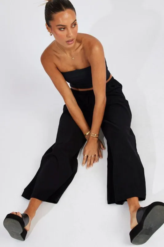 Black Wide Leg Pants High Rise sold by Ally Fashion