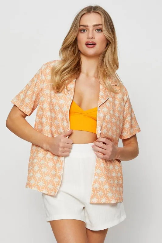 Retro Print Relaxed Shirts Short Sleeve Collared sold by Ally Fashion