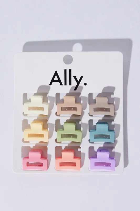Multi 9 Pack Multi Rectangle Claw Clips sold by Ally Fashion