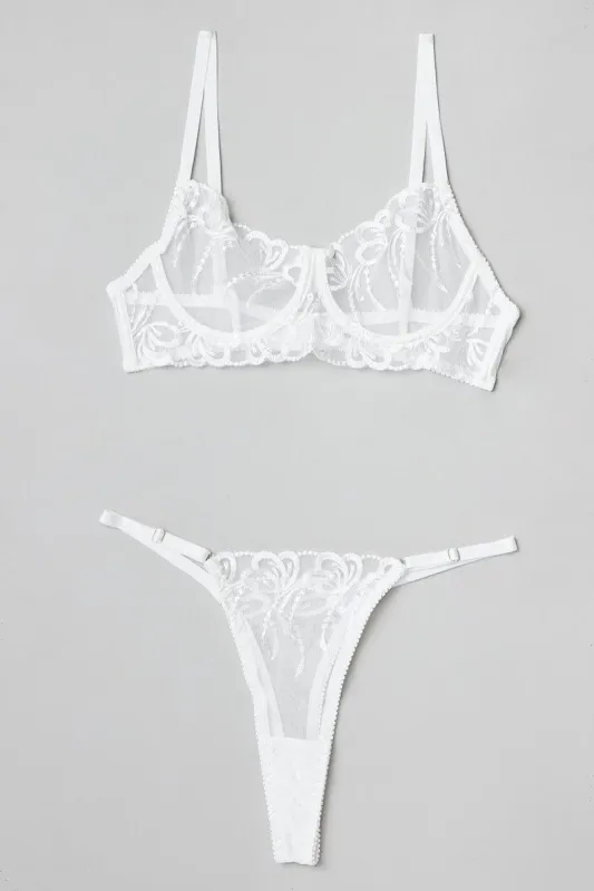 White Embroidery Lingerie Set sold by Ally Fashion