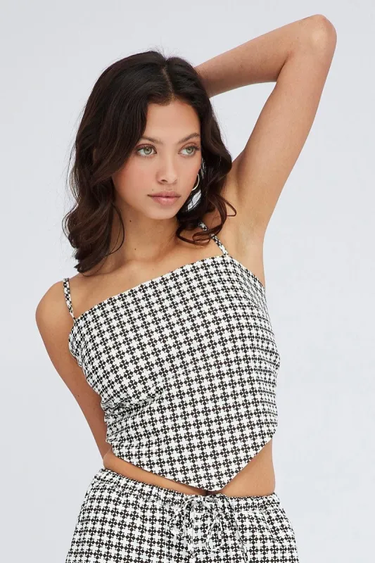 Brown Geo Scarf Cami Top Singlet sold by Ally Fashion