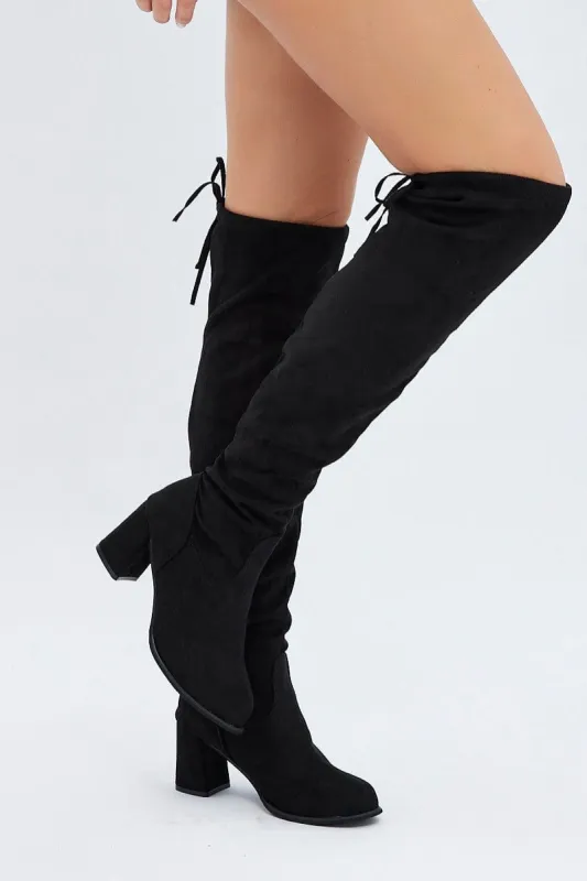 Black Over The Knee Boots sold by Ally Fashion
