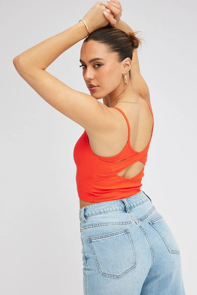 Red Singlet Top Round Neck Seamless sold by Ally Fashion