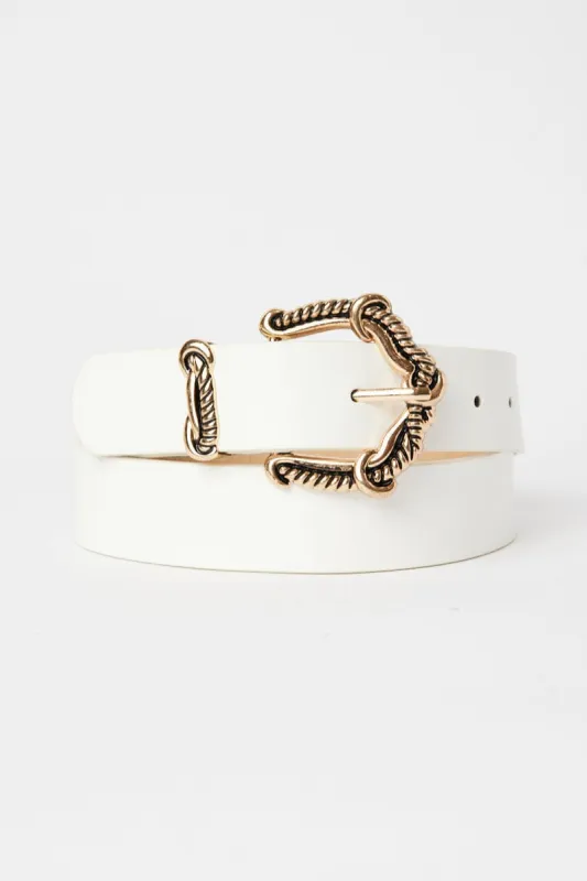 White Buckle Belt sold by Ally Fashion