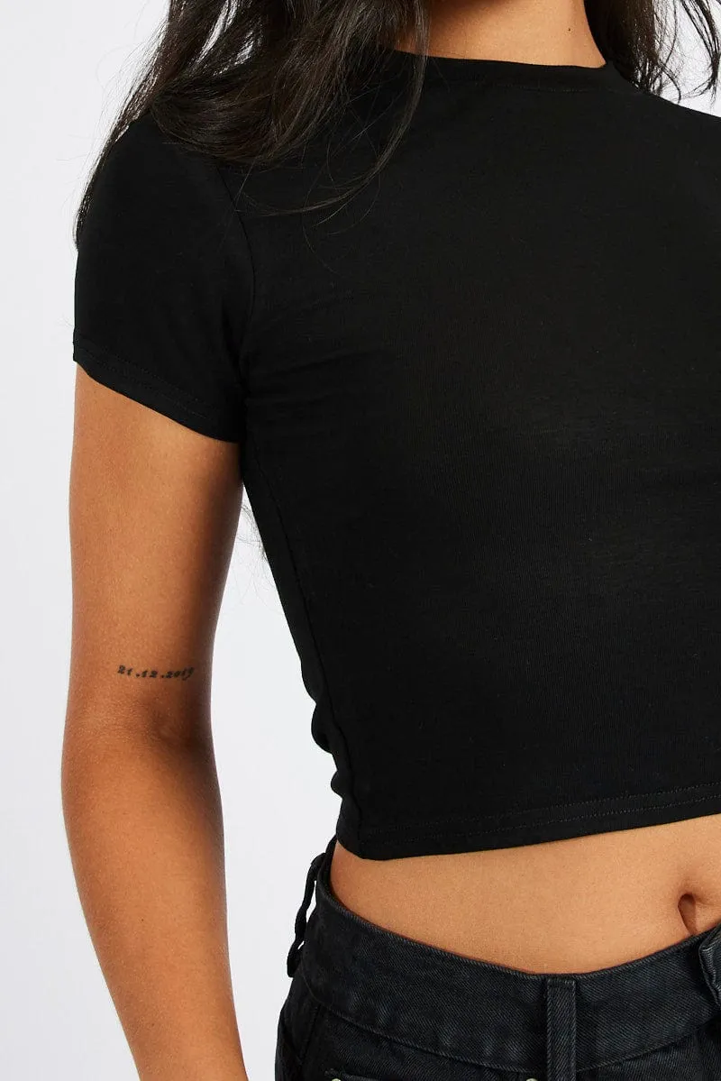 Black T Shirt Short Sleeve Crew Neck sold by Ally Fashion product image thumbnail 5