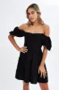 Black Fit And Flare Dress Puff Sleeve Mini sold by Ally Fashion