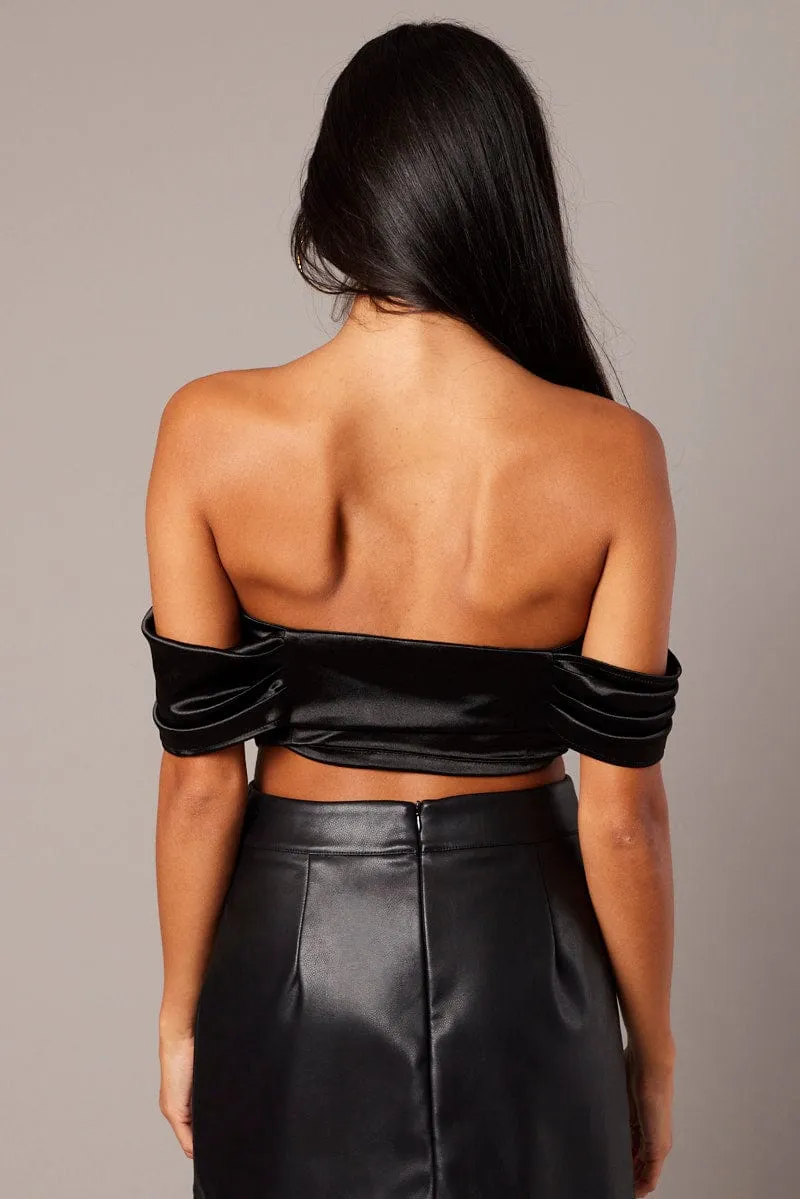 Black Corset Top Off Shoulder Satin sold by Ally Fashion product image thumbnail 5