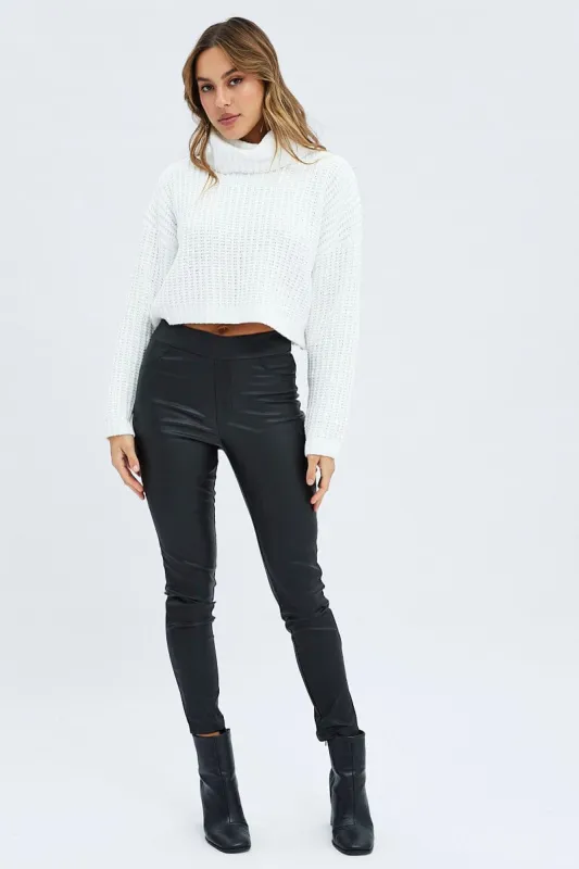 Black Leggings High Rise Wet Look sold by Ally Fashion