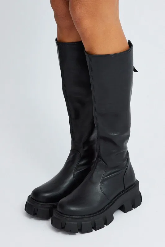 Black Chunky Knee High Boots sold by Ally Fashion