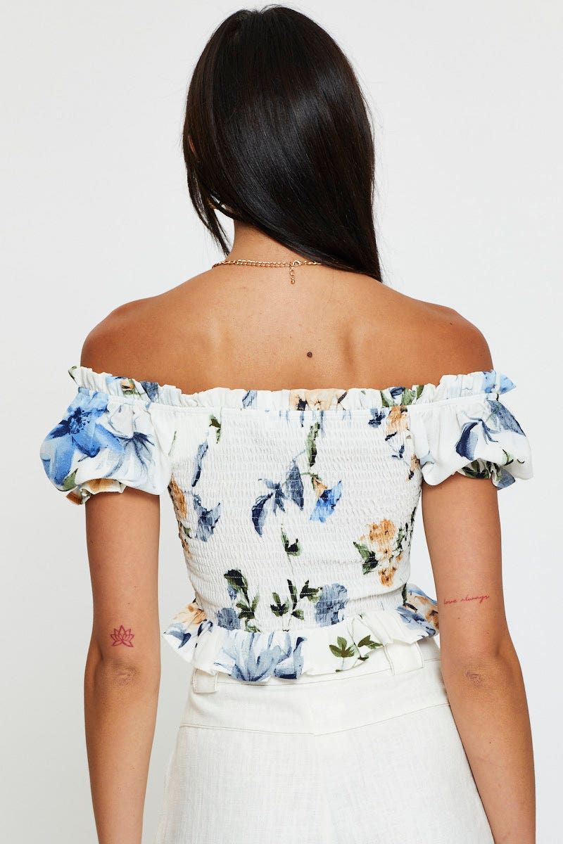 Print Crop Top Off Shoulder sold by Ally Fashion product image thumbnail 5