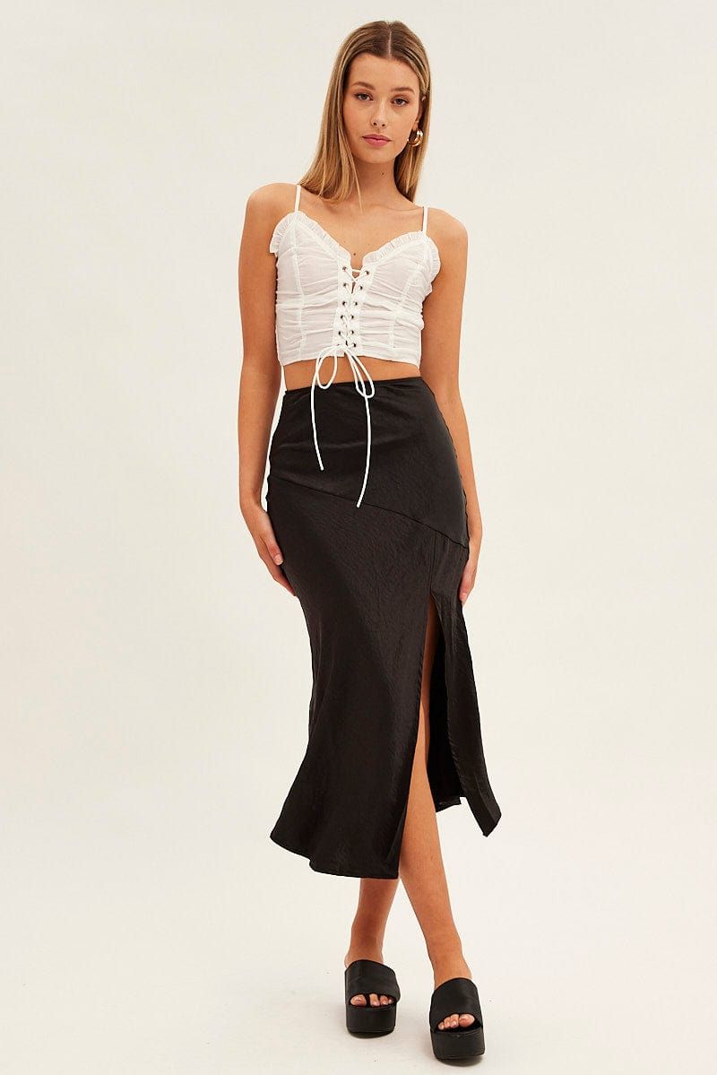Black Slip Skirt Front Split Satin sold by Ally Fashion product image thumbnail 3