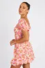 Pink Floral Fit And Flare Dress Puff Sleeve Mini sold by Ally Fashion