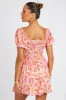Pink Floral Fit And Flare Dress Puff Sleeve Mini sold by Ally Fashion