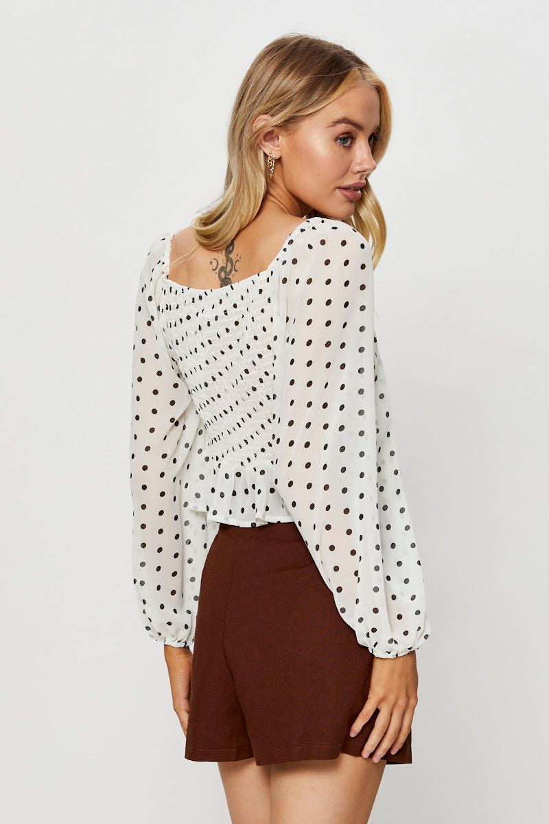 Polka Dot Peplum Top Long Sleeve sold by Ally Fashion product image thumbnail 5