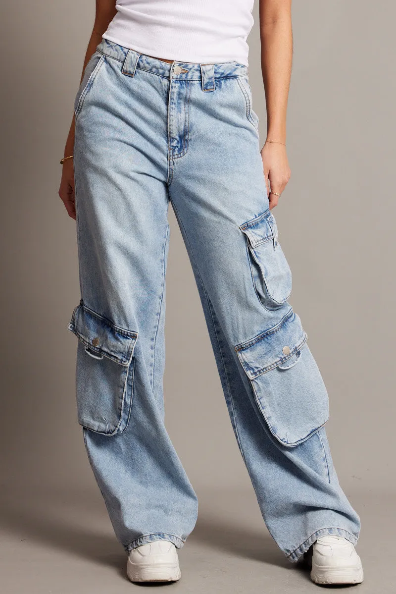Denim Cargo Jean Mid Rise sold by Ally Fashion product image thumbnail 3