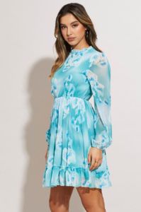 Print Mini Dress Long Sleeve sold by Ally Fashion
