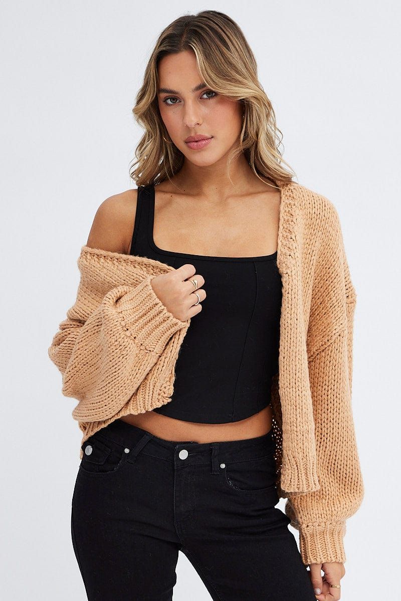 Beige Oversized Cardigan sold by Ally Fashion