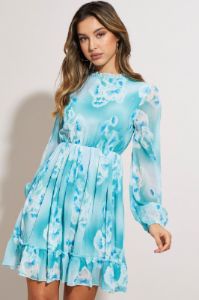 Print Mini Dress Long Sleeve sold by Ally Fashion